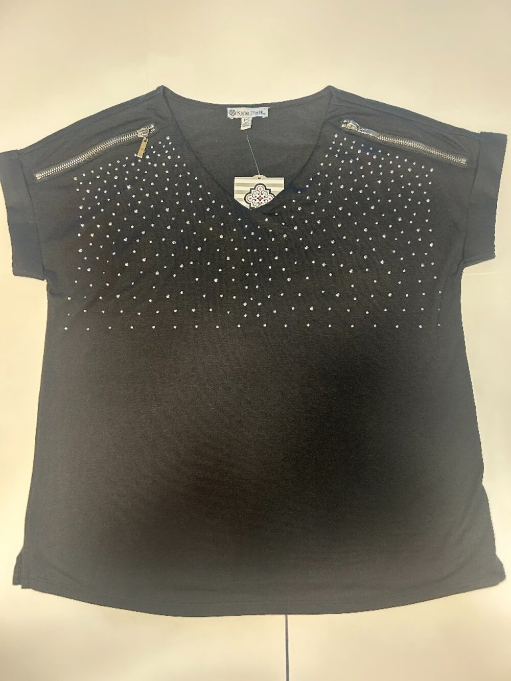 Kate Park Black Embellished T-Shirt
